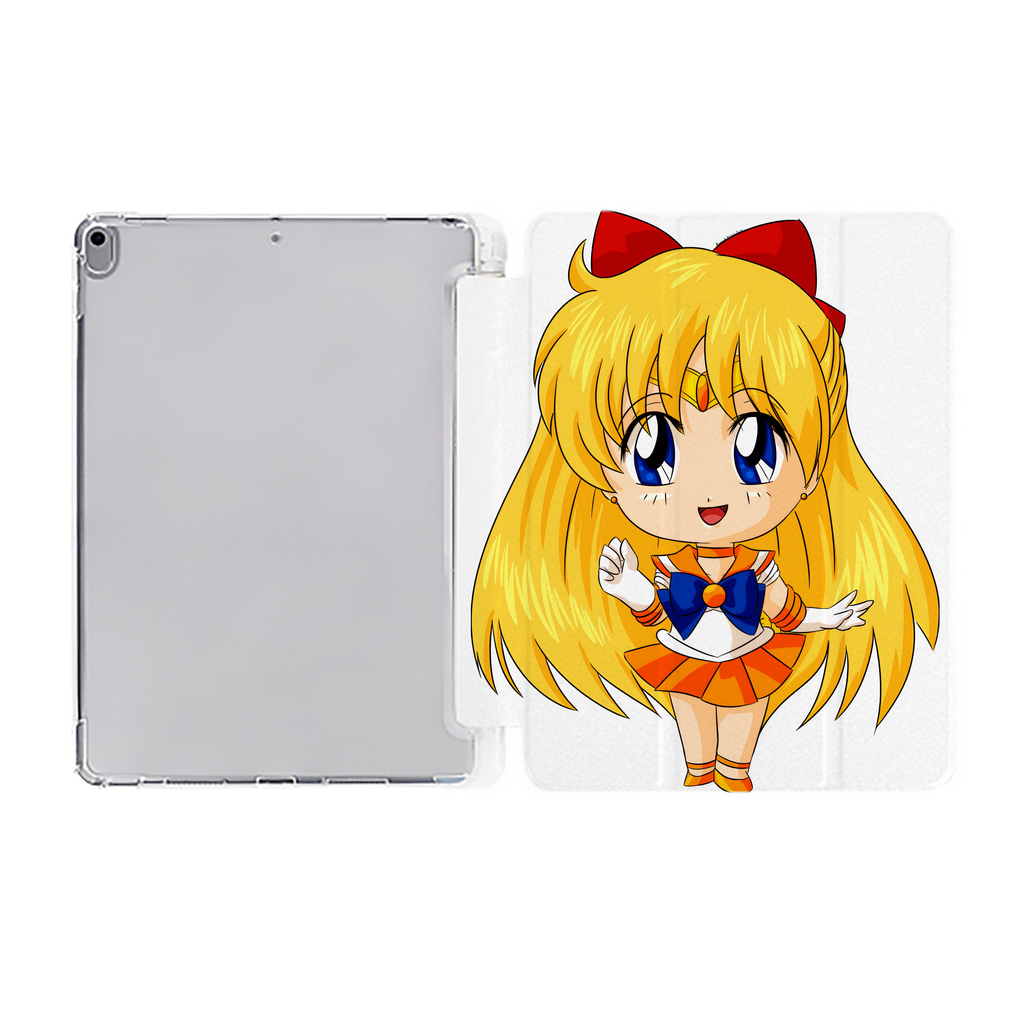（画像用） 美少女戦士セーラームーン 愛野 美奈子 あいの みなこ Sailor Moon Aino Minako IPad ケース ペン収納付き 三つ折りスタンド PUレザー×シリコン 対応機種9.5/10.5/10.9インチ